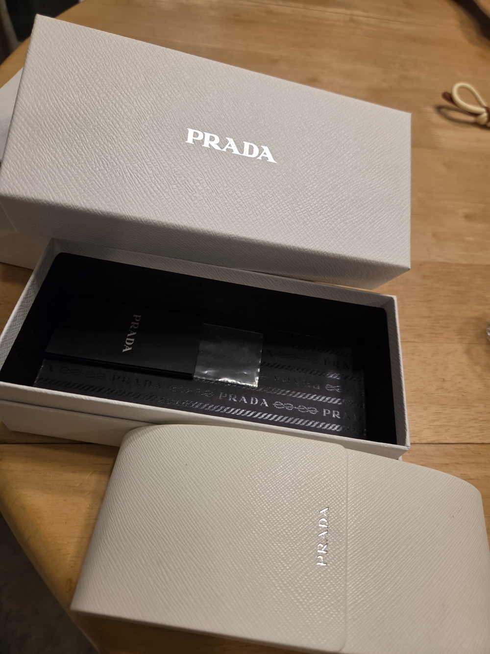 Prada Cream Sunglasses Case with Box